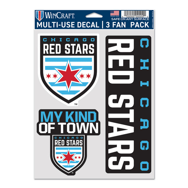 WinCraft Chicago Red Stars 3-Pack Stickers - Front View
