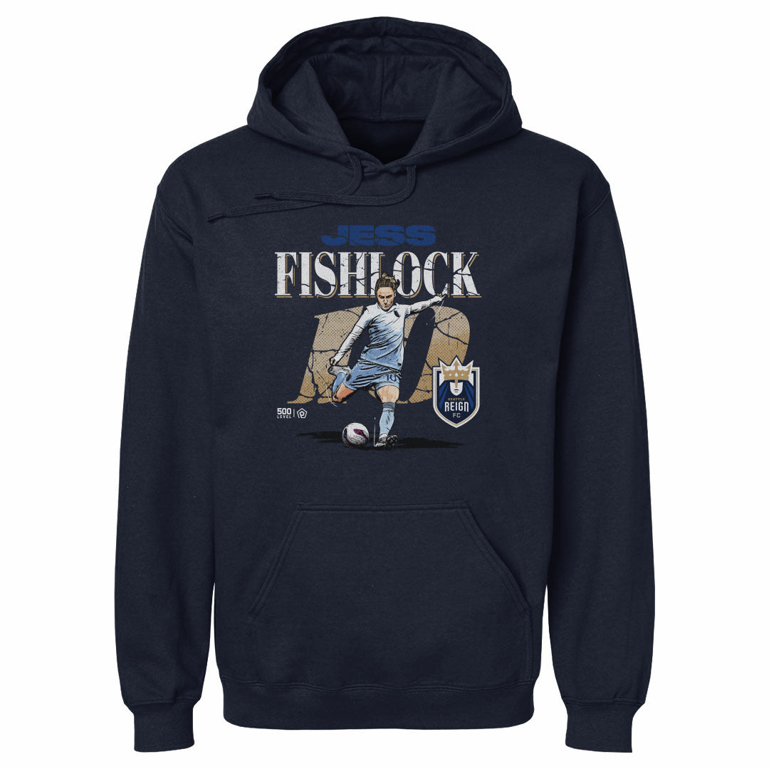 Unisex Seattle Reign FC Navy Jess Fishlock Cracked Number Hoodie