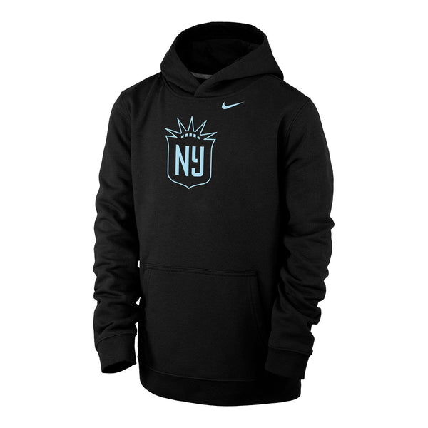 Youth Nike Gotham FC Crest Black Hoodie - Front View