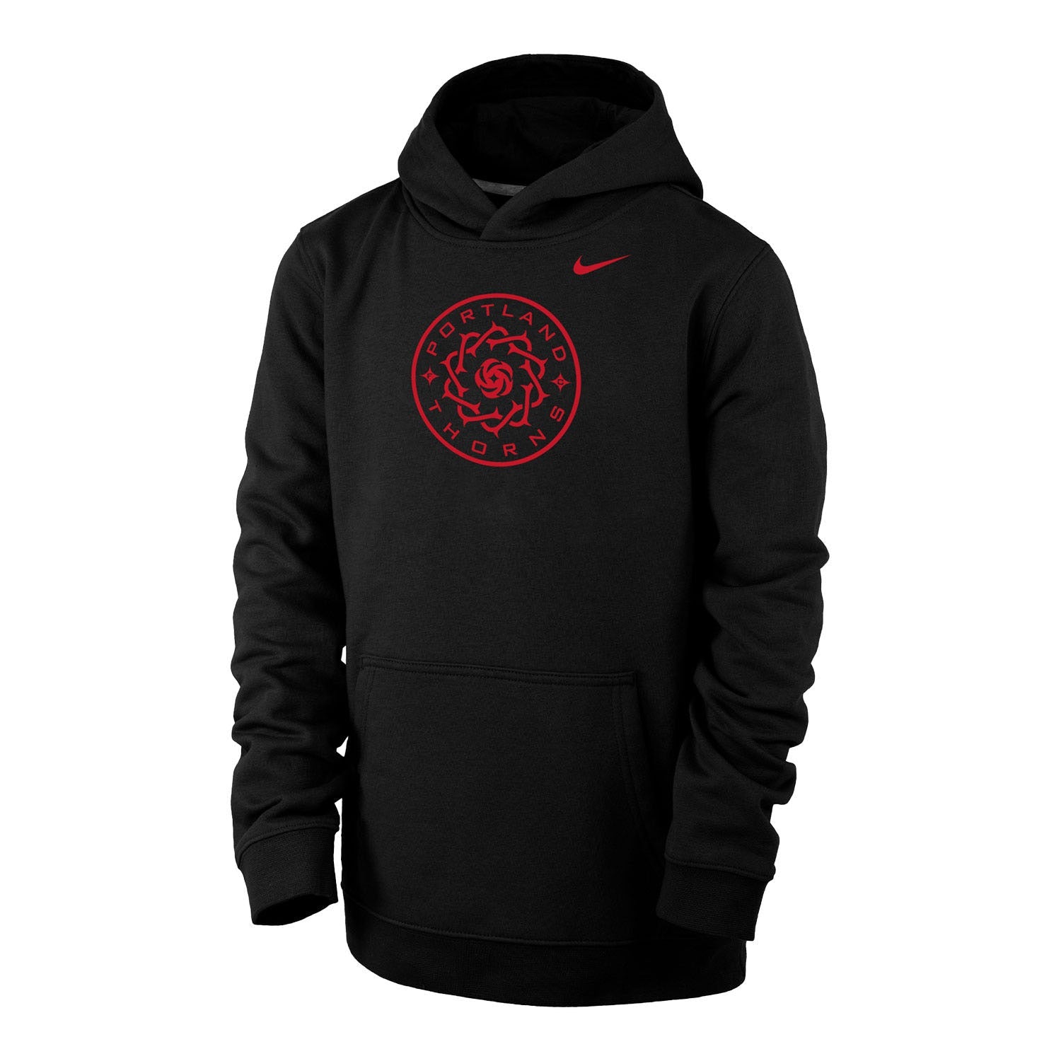 Youth Nike Portland Thorns Crest Black Hoodie - Front View