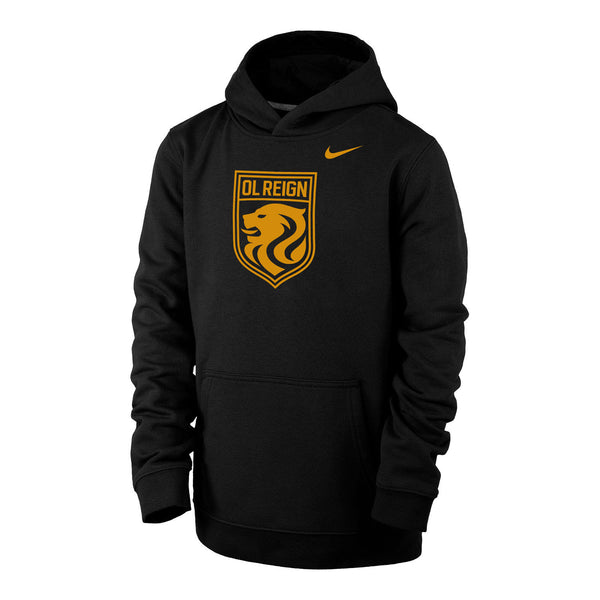 Youth Nike OL Reign Crest Black Hoodie - Front View