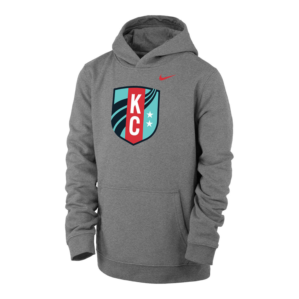 Youth Nike KC Current Crest Grey Hoodie | NWSL Shop