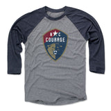 Unisex NC Courage Gray Vintage Primary Logo Raglan