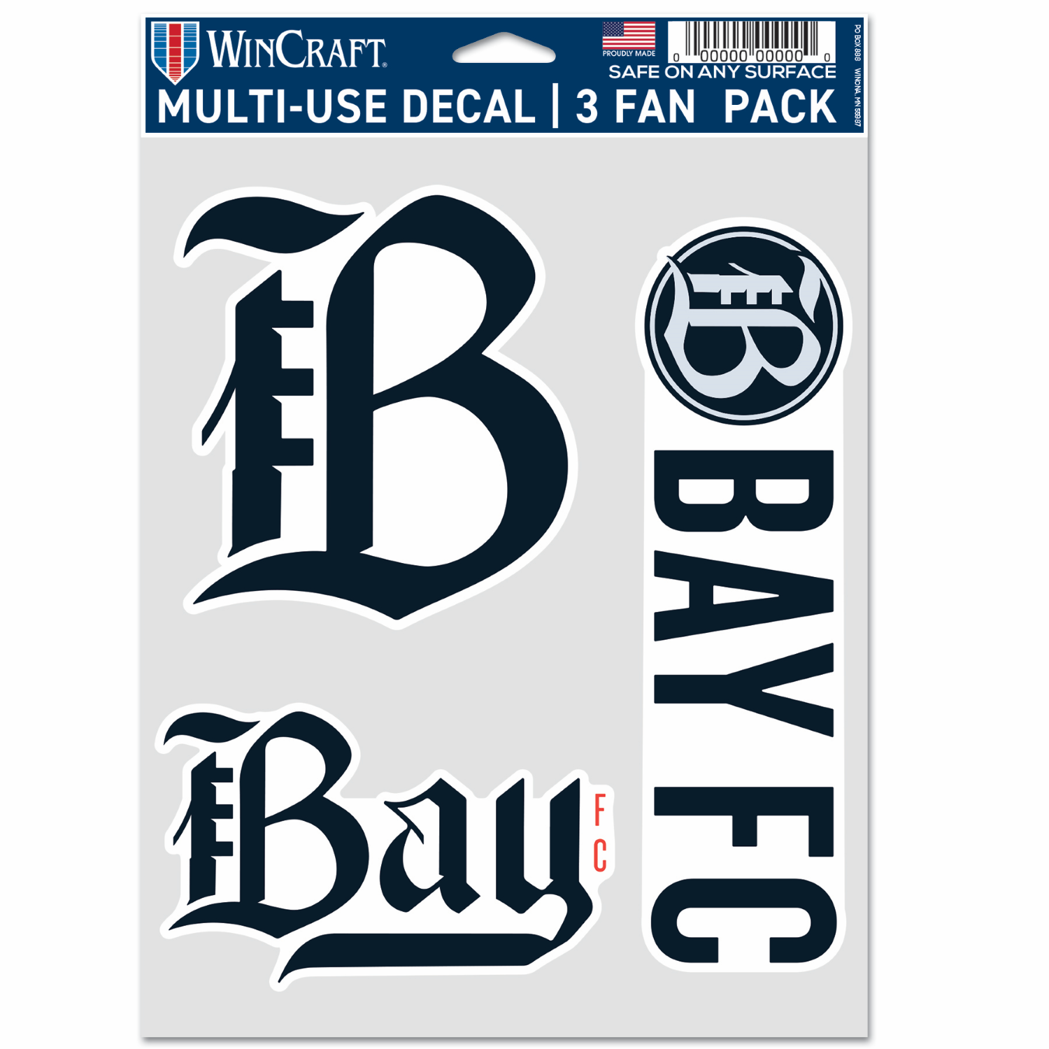 WinCraft Bay FC 3-Pack Stickers - Front View