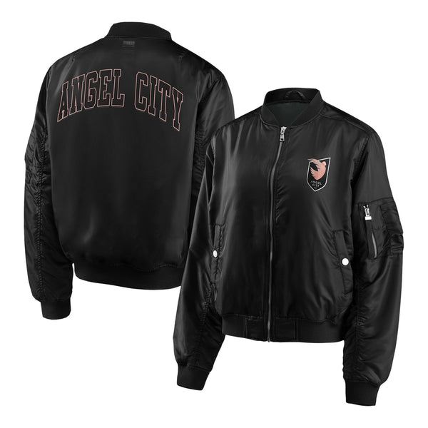 Women's Angel City WEAR Black Bomber Jacket - Front View