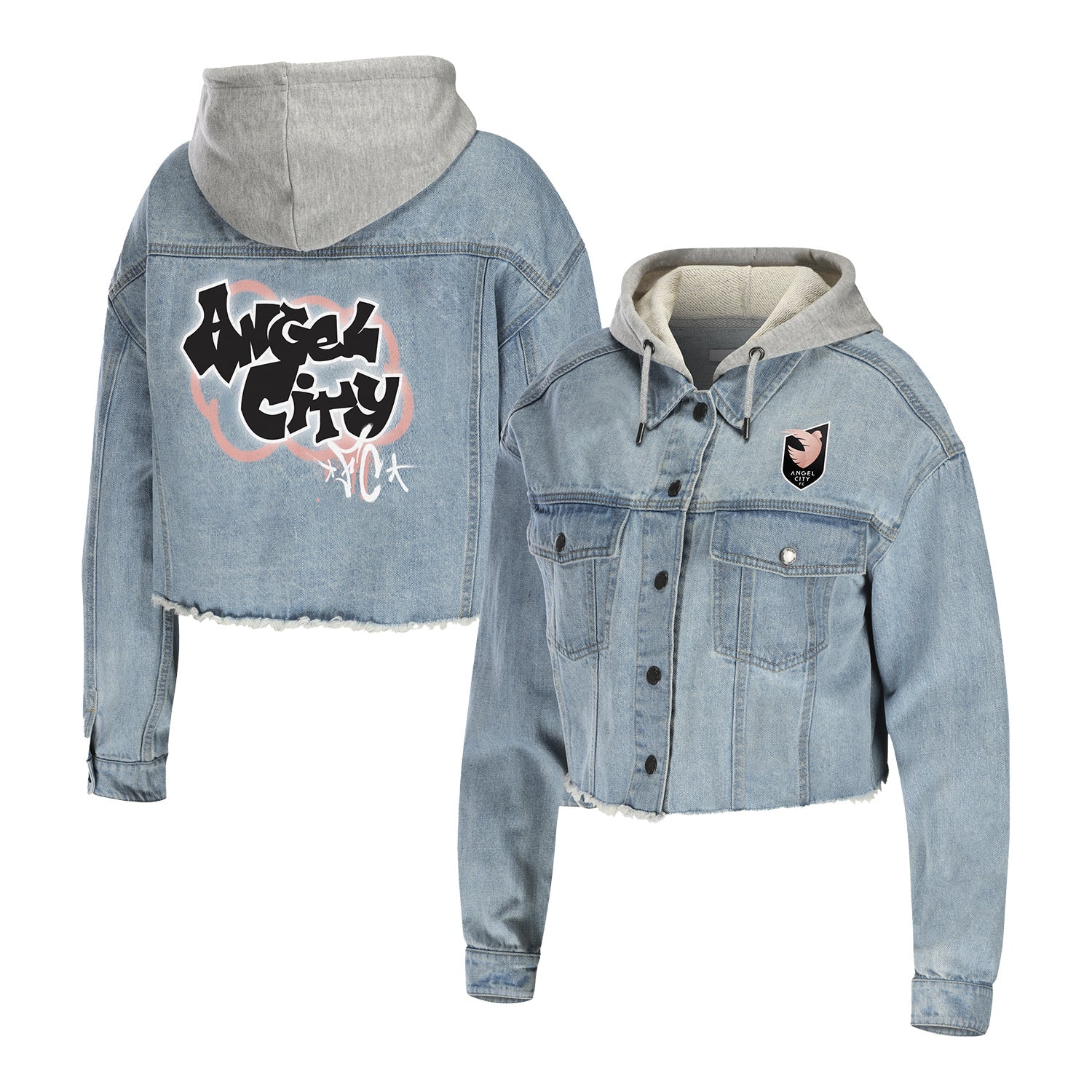 Women's Angel City WEAR Cropped Denim Jacket - Front View