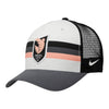 Adult Nike Angel City FC Grey Striped Trucker Hat - Front View
