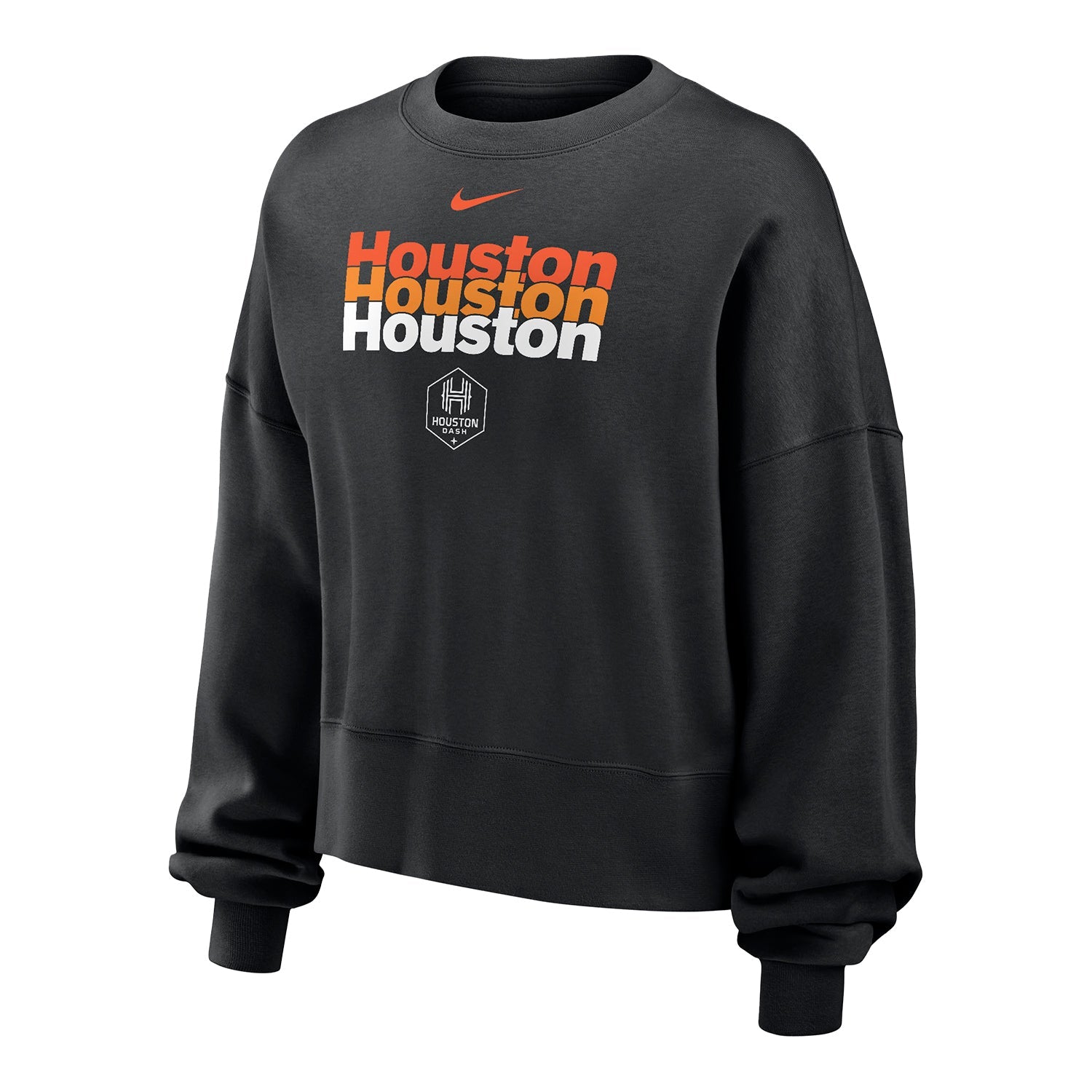 Women's Nike Houston Dash Statement Black Crewneck - Front View