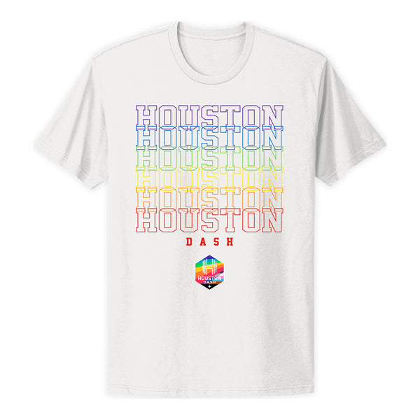 Unisex Houston Dash Pride Repeat White Tee - Front View