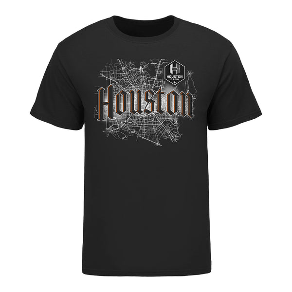 Unisex Houston Dash Map Black Tee