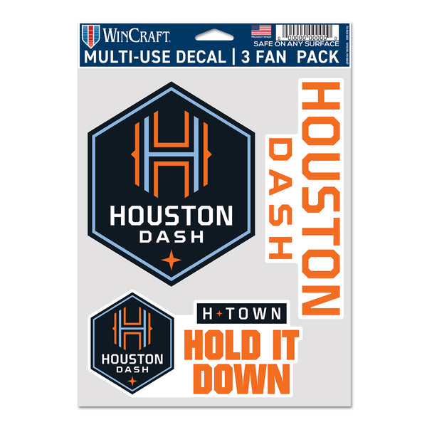 WinCraft Houston Dash 3-Pack Stickers - Front View