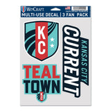 WinCraft KC Current 3-Pack Stickers - Front View