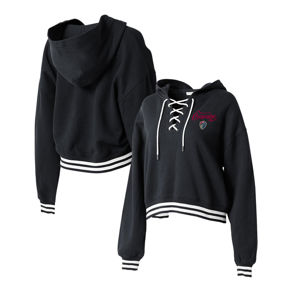 Women's NC Courage WEAR Cropped Black Hoodie - Front View