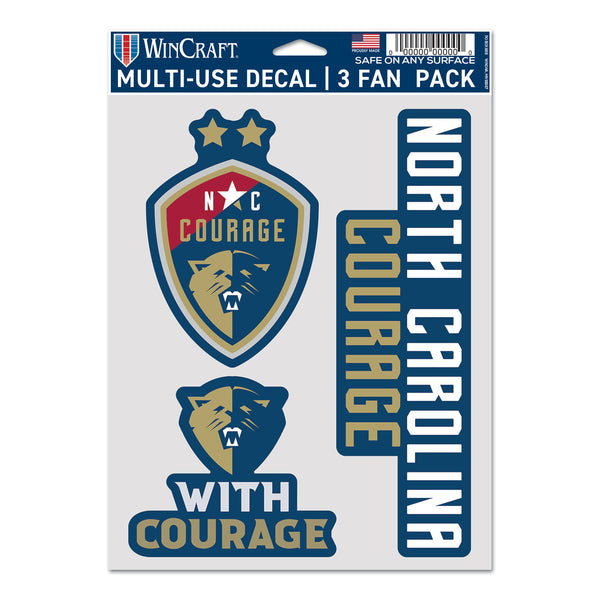 WinCraft NC Courage 3-Pack Stickers - Front View