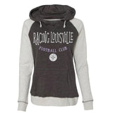 Racing Louisville FC Women's Raglan Pullover Hood in Gray - Front View