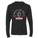 North Carolina Courage Women's Long Sleeve Hooded Tee in Black - Front View