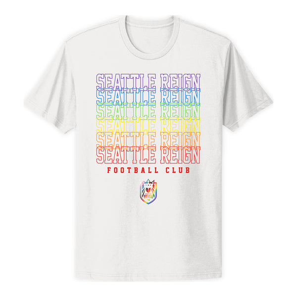 Unisex Seattle Reign Pride Repeat White Tee - Front View