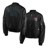 Women's San Diego Wave WEAR Black Bomber Jacket - Front View