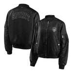 Women's Washington Spirit WEAR Black Bomber Jacket - Front View