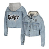 Women's Washington Spirit WEAR Cropped Denim Jacket - Front View