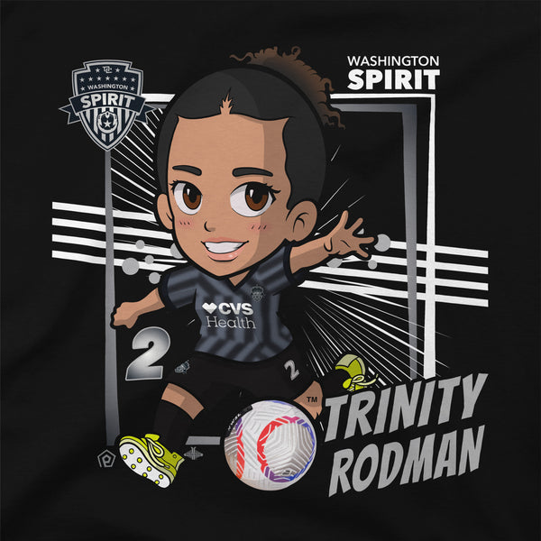 Unisex Washington Spirit Trinity Rodman Chibi Black Tee