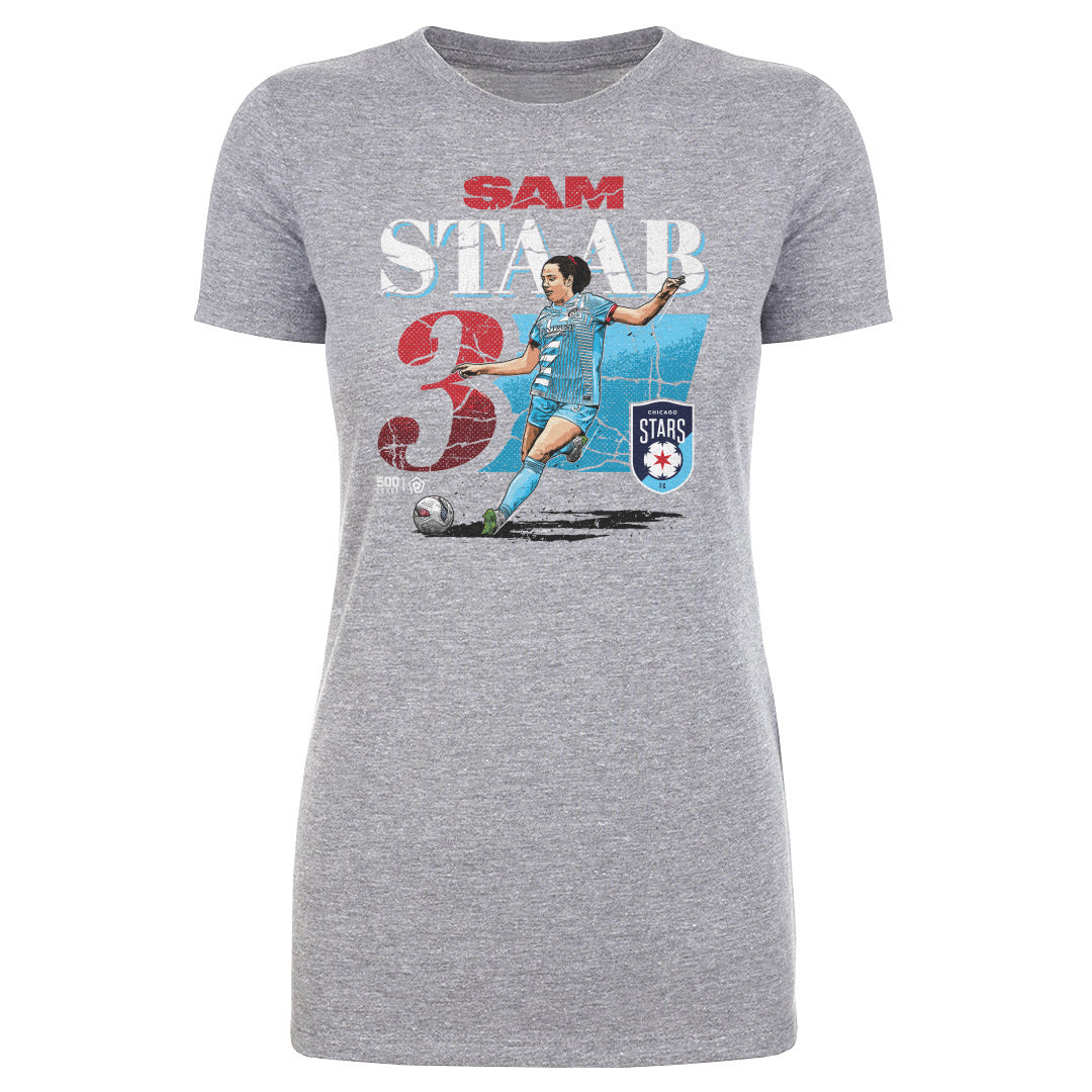 Women's Chicago Stars Sam Staab Cracked Number Tee