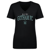 Women's NJ/NY Gotham FC Black Arched Wordmark V-Neck Tee
