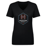 Women's Houston Dash Black Vintage Primary Logo V-Neck Tee