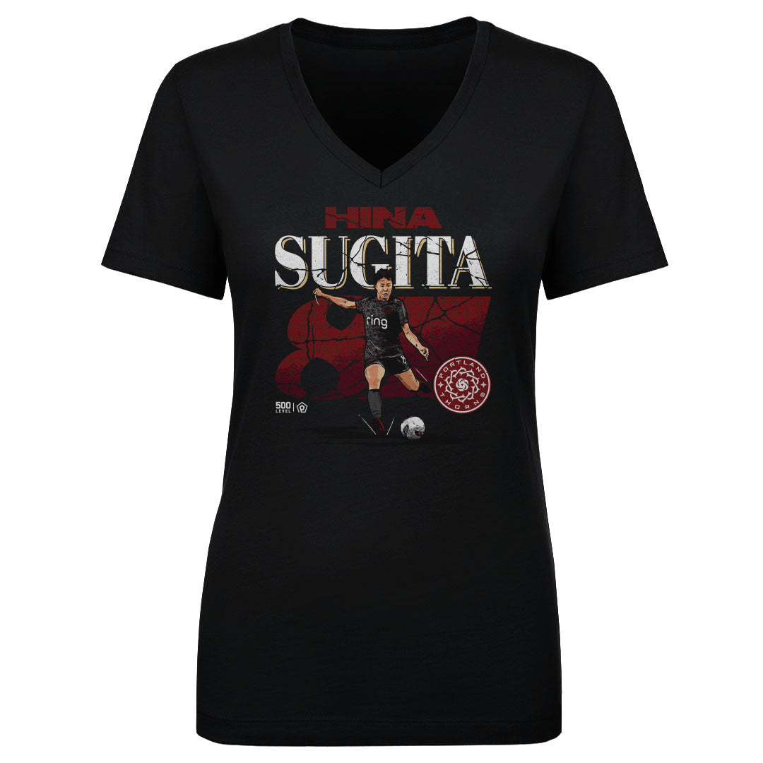 Women's Portland Thorns Hina Sugita Cracked Number V-Neck Tee