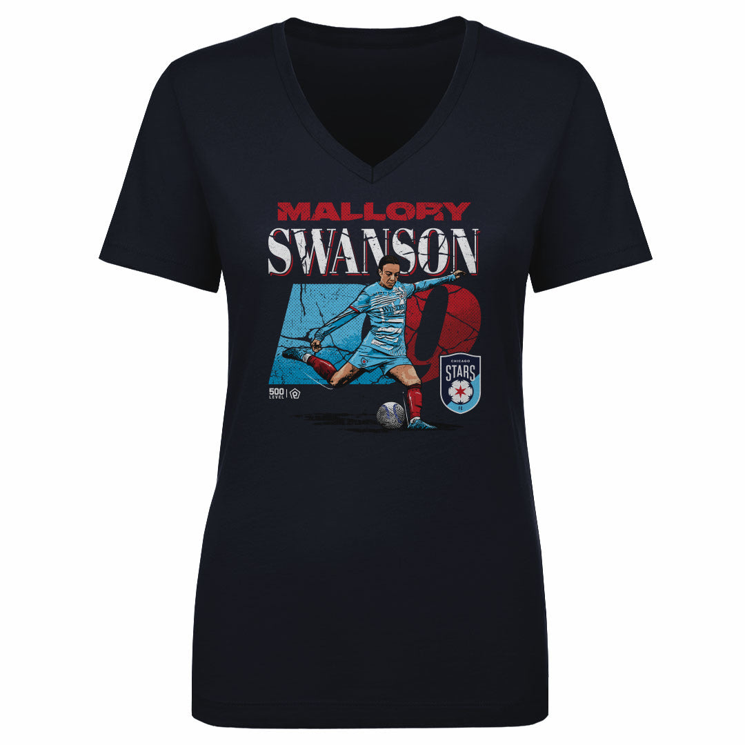 Women's Chicago Stars Mallory Swanson Cracked Number V-Neck Tee