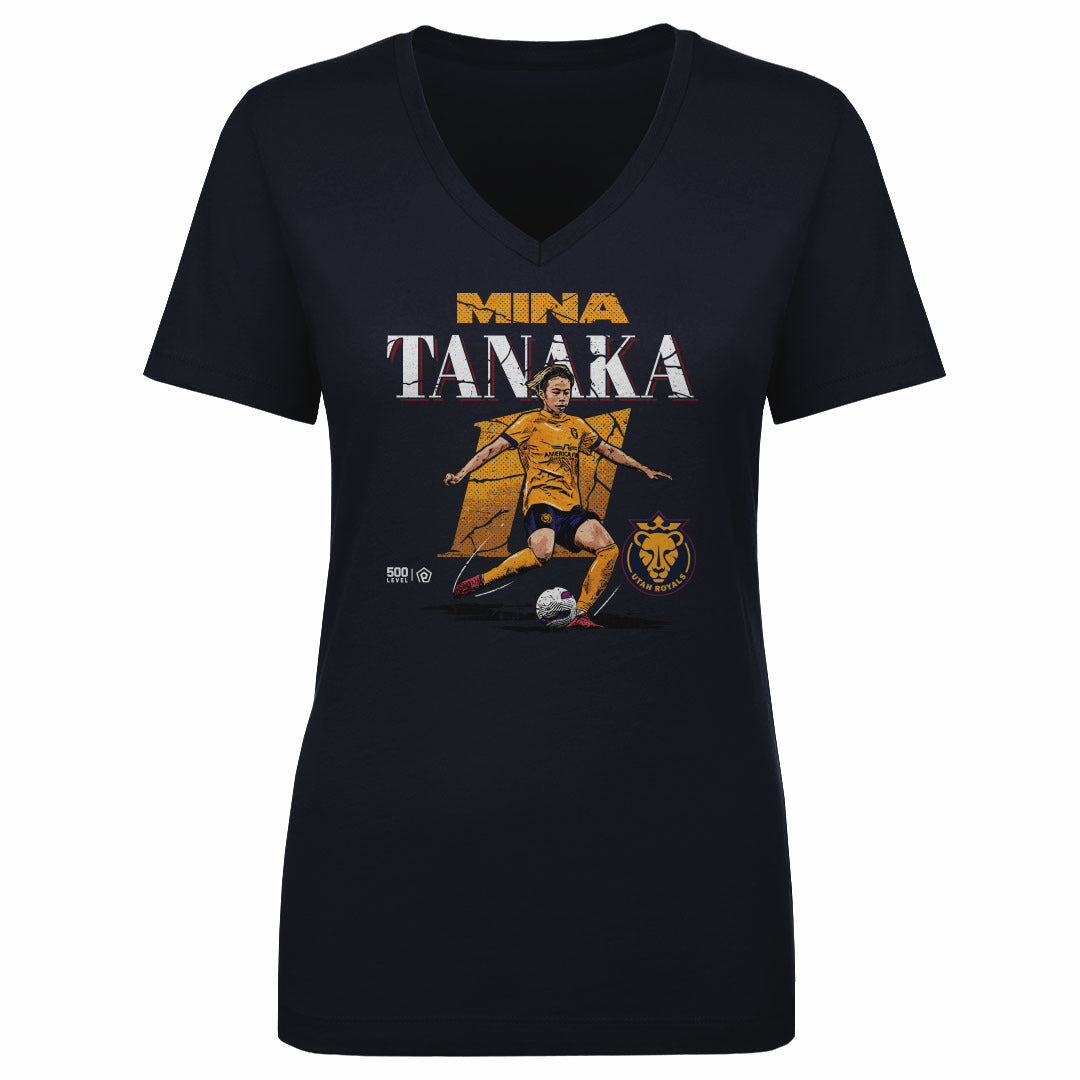 Women's Utah Royals Mina Tanaka Cracked Number V-Neck Tee