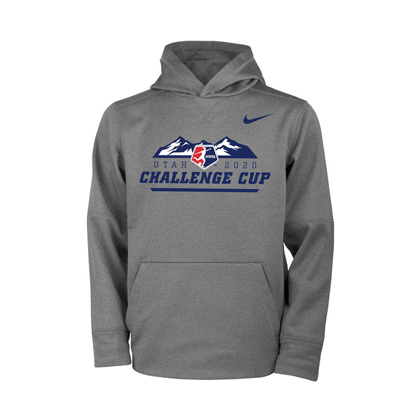 Challenge Cup Youth Therma Pullover Hood in Gray - Front View