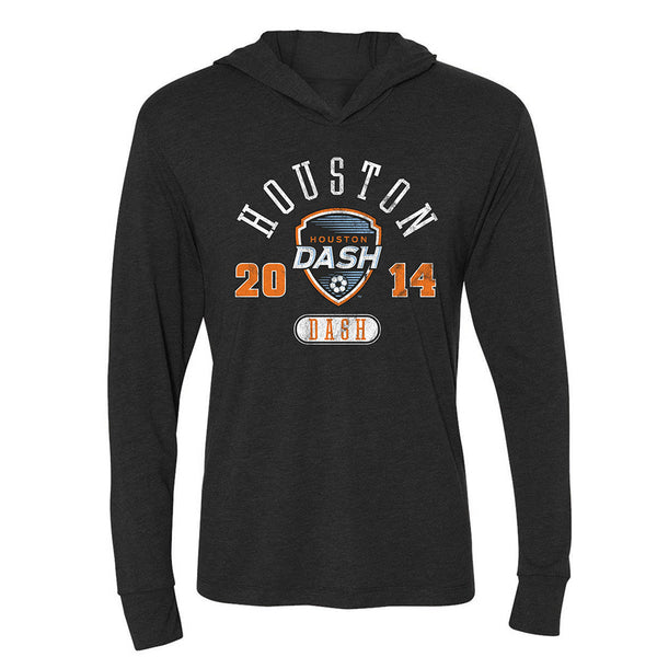 Houston Dash Women's Long Sleeve Hooded Tee in Black - Front View