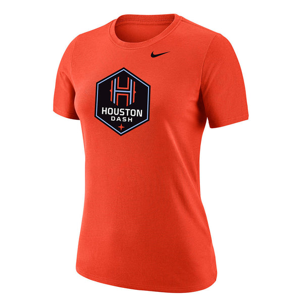 Houston Dash Ladies Nike Dri-Fit Cotton Tee in Orange- Front View