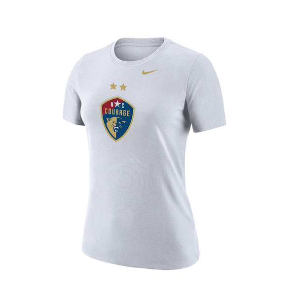 North Carolina Courage Ladies Nike Dri-Fit Cotton Tee in White - Front View