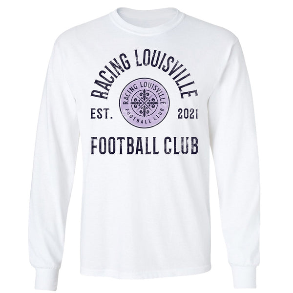 Racing Louisville FC Long Sleeve Tee in White - Front View